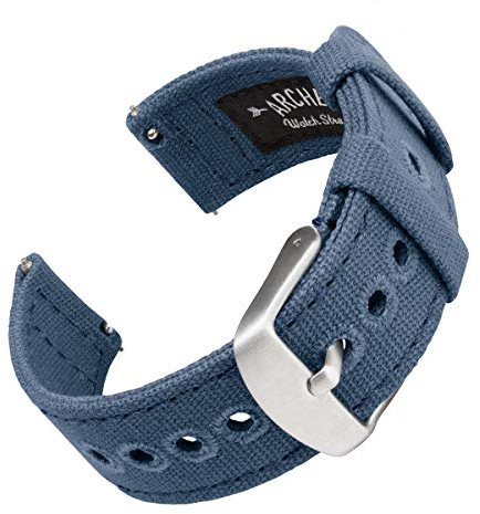 Archer Watch Straps - Canvas Quick Release Watch Bands (Classic Denim Blue, 22mm)