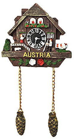 3D Kuckucksuhr Österreich Kühlschrank Kühlschrankmagnet Tourist Souvenirs Handgemachte Harz Handwerk Magnetische Aufkleber Home Küche Dekoration Reise Geschenk