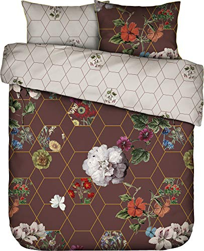 ESSENZA Mako-Satin Bettwäsche Abigail Brown 1 Bettbezug 155 x 220 cm + 1 Kissenbezug 80 x 80 cm