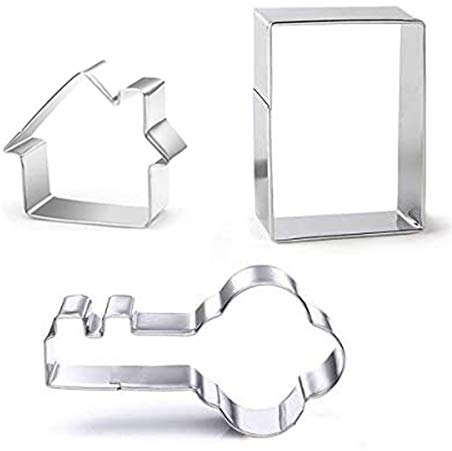 Lot de 3 emporte-pièces en acier inoxydable - Clé de porte - Petite maison