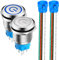 Gebildet 2pcs 19mm Interruttori a Pulsante ad Aggancio in Acciaio Inossidabile, 12V-24V 5A LED 1NO1NC SPDT ON Off Interruttore a Levetta Impermeabile con Spina a Filo (Blu+Bianca)