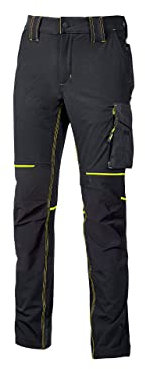 U-Power World, Pantaloni Cargo Slim Fit, con Multi Tasche Frontali e Laterali, Pantaloni Comodi ed Estensibili, con Bottone Frontale, Tessuto Traspirante (BLACK CARBON - 3XL)