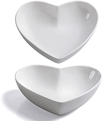 Keponbee Set di 2 ciotole in ceramica a forma di cuore per dolci, cereali, pasta, colazione, cena, 600 ml