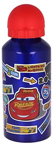 BOTELLA ALUMINIO PEQUEÑA 400 ML CARS STICKERS