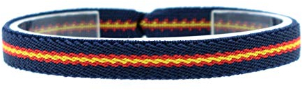 BDM Pulsera de hombre y mujer con la bandera de España de tela azul marino, verde militar o rojo. Elástica y ajustable 10 y 15 MM ELIGE MEDIDA