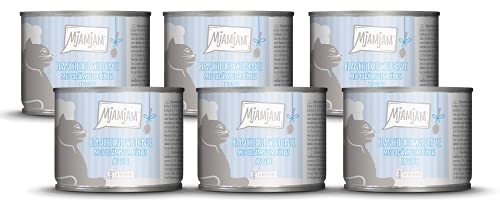 MjAMjAM - Premium Nassfutter für Katzen - blanchierte Wildente mit gedämpftem Kürbis an Soße, 6er Pack (6 x 185 g), getreidefrei mit extra viel Fleisch