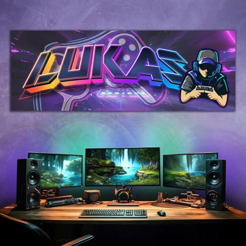 tjapalo vr187 Gamer Poster mit Namen Wandbild Gaming Zimmer cooles Bild gaming Bilder Gamer Kinderzimmer Bilder Poster für Teenager, Größe: B48xH17cm
