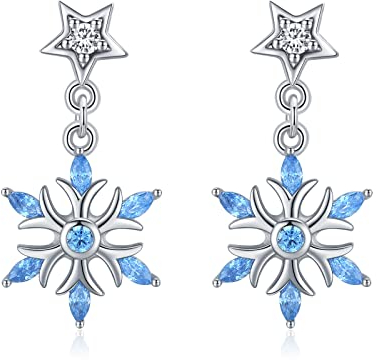 Schneeflocke Ohrringe 925 Sterling Silber Hypoallergen Schneeflocke Baumeln Ohrringe Schmuck Weihnachts Geschenke für Frauen Mädchen Damen