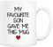 5Aup My Favourite Son Gave Me This Mug Christmas Gifts, Funny Father's Day and Mother's Day Cup from Son - Novelty Birthday Gift for Parents, Mum, Dad 11 Oz