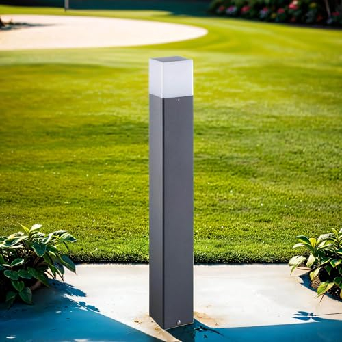 Licht-Erlebnisse Außenlampe Garten Weg 80 cm hoch eckig Anthrazit blendarm E27 IP44 Wegeleuchte Pollerleuchte