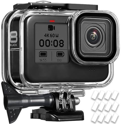 OKFUN Custodia impermeabile da 60 m per Go Pro Hero 8 nera, custodia protettiva subacquea con accessori per staffa per Go Pro Hero8 Action Camera