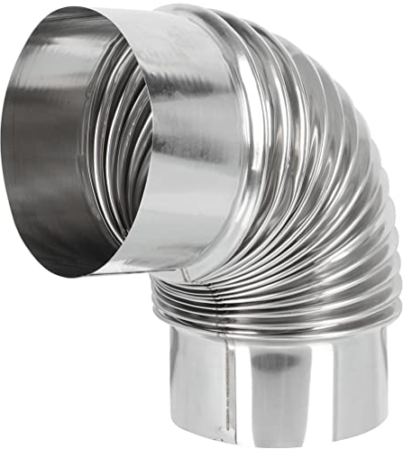 Alipis Stove Accessories Elbow Stove Pipe 90 Degree Chimney Extension Stainless Steel Exchange Flue Adapter Tube Chimney Flue Pipe 5 inches, Silver, 18X12CM