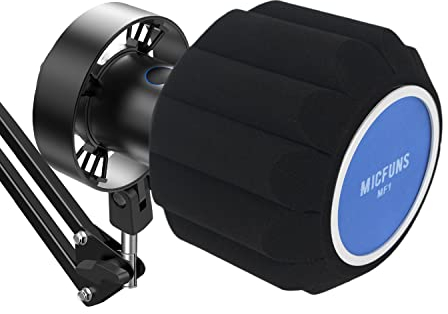 Micfuns MF2 - Filtro anti-pop per microfono, apertura laterale, 45-60 mm, SM7B, schiuma fonoassorbente per ridurre rumore e riflessi