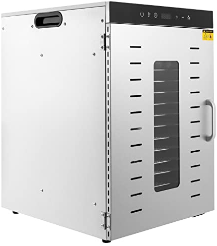 Dörrautomat Edelstahl Food Dehydrator Regelbare Temperatur Von 30-90 °C Lebensmitteldehydrator Obst Gemüse Konservator Trockner Mit 16 Edelstahl-Dörrtabletts