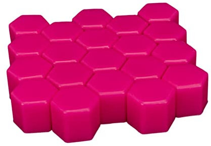 URFEDA 20pcs Capuchons D'écrou de Roue 19mm Écrou Capuchon Cache-vis Lumineux Nuit pour Voiture Cache écrou Hexagonal en Silicone Cache-Vis Boulon Jantes, avec Outil Demontage, Décor de Voiture, Rose