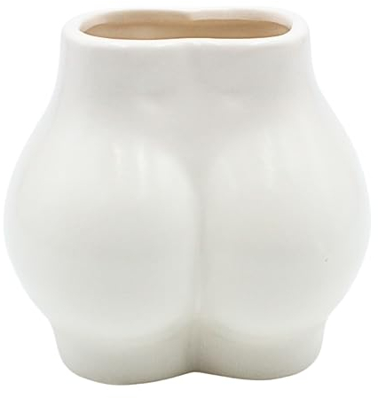 Dekohelden24 Keramik Vase als Hintern in weiß, Größe L/B/H: ca. 11 x 8 x 10 cm