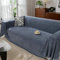 Gualiy Couch Überzug 180x300cm, Einfarbig Fischgrätenmuster Bezug Sofa 3 Sitzer Sofaüberwürfe rutschfest Dunkelblau Sofa Überzug für Wohnlandschaft