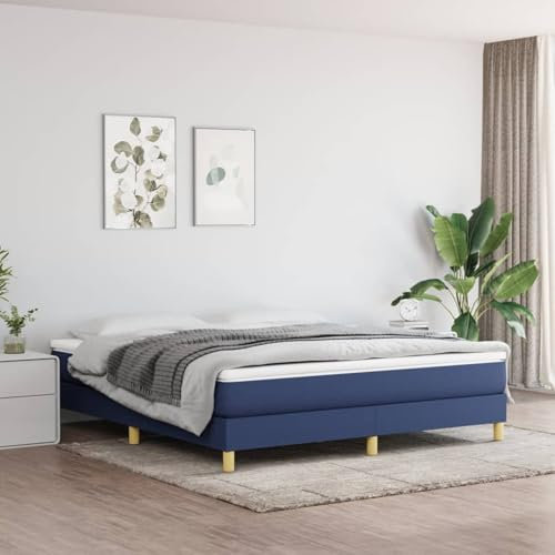 LAPOOH Boxspringbett, Bettrahmen, Betten, Bettgestell, Bed Frame, Jugendbett, Betten Für Teenager, Schlafzimmer Bett, Blau 160x200 cm Stoff