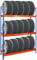 PROREGAL Reifenregal Tiger XL | HxBxT 200x150x45 cm | 300kg Fachlast | bis zu 18 Reifen (205/55 R16) | Blau/Orange | Werkstattregal, Lagerregal, Kellerregal
