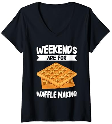 Weekends Are For Waffle Making Waffle Maker T-Shirt avec Col en V