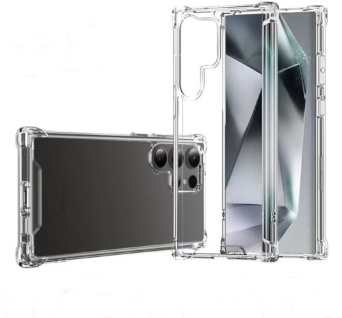 Hually Case for Samsung Galaxy S24 Ultra 5G 6.8”, Slim Hard PC Back, Anti-Scratch Shockproof Bumper Protective Drop Protection Phone Cover for Samsung S24 Ultra - Crystal Clear