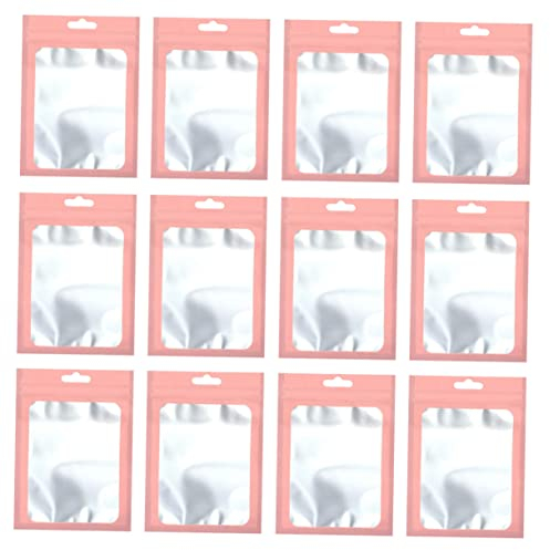 PACKOVE 100 Pcs Packing Bag Pouches Food Sealer Window Sealable Pouch Bag Self Sealing Food Bags Vacuum Seal Coffee Bean Packaging Pouch Resealable Pink Pe Sealants Phone Case