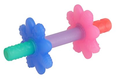 Itzy Ritzy Teensy Tube Teether – Textured Hollow Baby Teething Tube That Reaches Front Teeth & Back Molars, Made of Soft Silicone (Pink Rainbow)