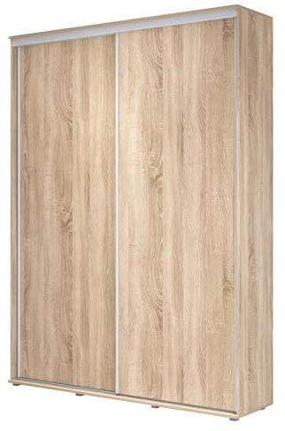 Meble Slupia - ZUZA Garderobenschrank - Kleiderschrank Schiebetüren - 110 x 242 x 45 cm - Kleiderstange Schrank - Kleider Schrank für Schlafzimmer, Flur, Jugendzimmer - Eiche Sonoma