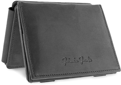 Jaimie Jacobs Flap Boy XL Magic Wallet mit Münzfach RFID-Schutz Geldbeutel mit Platz für 13 Karten (Büffelleder Schwarz)