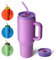 Bouteille de 1200 ml avec poignée et paille - Tasse de voyage sous vide en acier inoxydable avec paille - Bouteille d'eau sous vide en acier inoxydable pour cadeaux, fêtes, bureau, café (violet