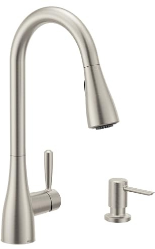 Moen Doherty Spot Resist Stainless Single Handle Pull-Down Kitchen Faucet with Power Clean and Reflex Docking System, 87260SRS