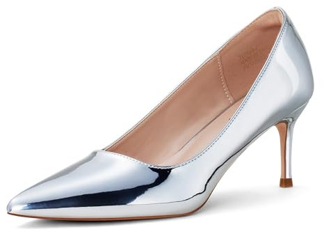 Zhabtuc Damen Pumps mit Spitzem Zehen - 6cm Absatz, Bequeme Büroschuhe, Unverzichtbare Abendschuhe, Silber, 42 EU