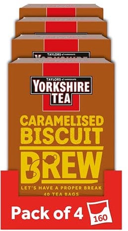 Yorkshire Tea Caramelised Biscuit Brew Flavoured Tea Bags, 4 Boxes of 40 Tea Bags (Total 160 Bags)