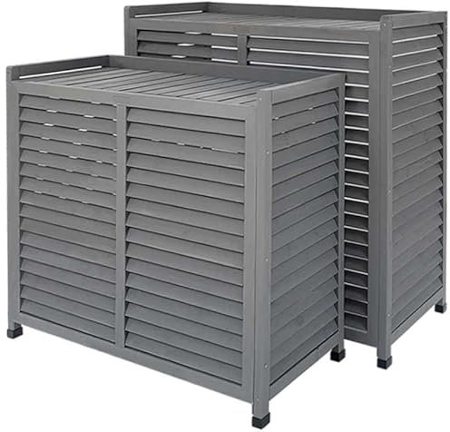 COFFRE CLIM - Cache Climatiseur Extérieur Bois PIVERT - Caisson pour Climatisation, Pompe à Chaleur - Protection, Atténuation du Bruit, Montage Facile - Conception Française - Couleur Gris - Taille S