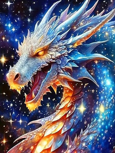 Gemartmall Diamond Painting Erwachsene Drachen,Diamant Painting Bilder Erwachsene Drachen,Diy Drachen Diamont Painting als Zuhause Wanddekoration und Geschenk(30x40 cm)