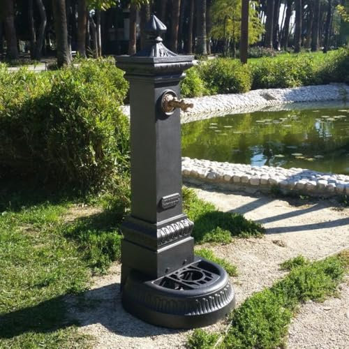 Briconess.com Fontana a Pavimento in ghisa Antracite da Esterno Giardino 41x37xH100 cm