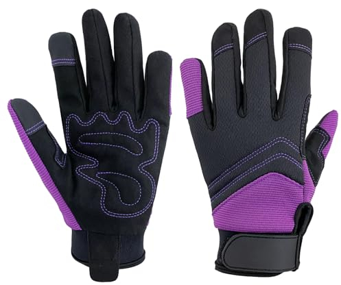 Gartenhandschuhe für Männer und Frauen, Dornensichere & Stichfeste Arbeitshandschuhe mit Touchscreen-Unterstützung, Handschuhe für Sicherheitsarbeit und Gartenarbeit, Gartengeschenke (Violett, Medium)