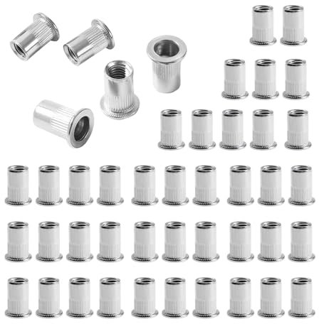 42 Pezzi Inserti Filettati M8,Rivetto Filettato,Boccole Acciaio Rivetti Acciaio Inox,Boccole Filettate Per Metallo,Assortimento Inserti Filettati Mobili in Legno