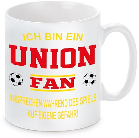 Fussball Tasse | Ich bin ein Union Fan - Ansprechen während des Spiels auf eigene Gefahr | Keramiktasse für Fußballfans | Spülmaschinenfest | hochwertiger Druck