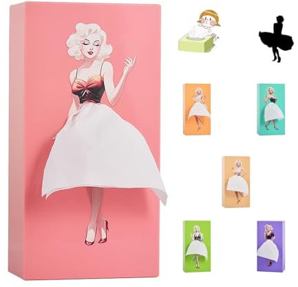 SENIURIS Schöne Taschentuchbox mit langem Rock für Mädchen, kreative Cartoon-Tücherabdeckung, Papierspender für Zuhause, Büro und Auto (Rose)