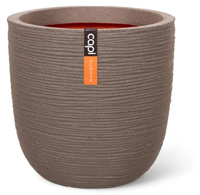 Capi Europe - Blumentopf Kugel Rib NL - 43x41 - Warm Taupe - Öffnung Ø35 - Blumentopf für den Innen- und Außeneinsatz - Bruchsicher - 100% recycelbar - KWTR933