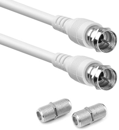 TV Aerial Cable with Plug Adapter, 75 Ohm Coaxial Satellite Cable TV Antenna AV Lead Male to Male Coax Extension Right Angle Connector Video Aerial Lead Coaxial Fly Lead Adaptor for Box 47.25 in