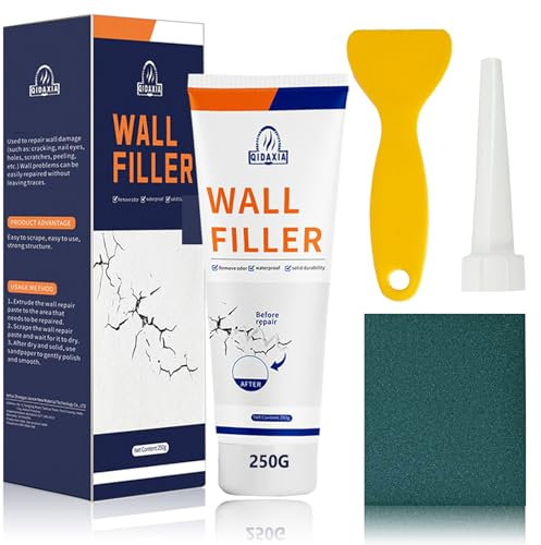 Wall Filler Repair Kit,250g Quick Drying White Wall Paint Repair Cream,Wall Mending Agent,Effectively Wall Patch Repair Kit With Wall Scraper And Sandpaper For Walls,For Holes,Graffiti,Crack