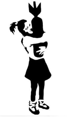 JIFENLI Autoaufkleber 6,1 cm * 16,3 cm Banksy Mädchen mit Bombe Auto-Styling Vinyl Dekor Auto Aufkleber Schwarz/Silber