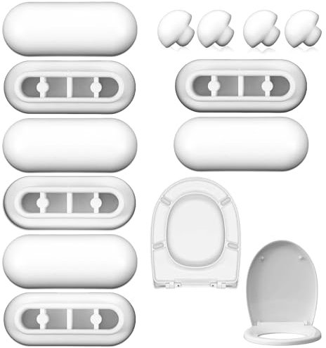 12 Stücke Puffer WC Sitz WC Sitzdeckelpuffer Plastic WC Sitz Puffer Stoßstangen Ersatzpuffer Kunststoff für Toilettendeckel WC Sitz puff Auflagestopfen für Toilettendeckel und Toilettensitz