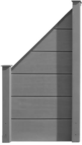 HORI Sichtschutzzaun XXL Schräg | WPC | Sichtschutz | Gartenzaun | Zaun | Lamellenzaun Farbe Grau