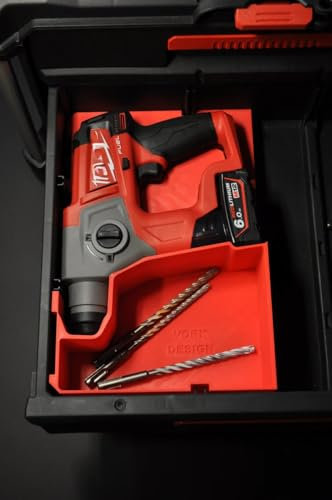 Insert d'emballage pour marteau perforateur rotatif M12 Fuel – Compatible avec le système Packout Toolbox | Organiseur d'outils de protection pour modèle 2416-20 (rouge, côté droit)