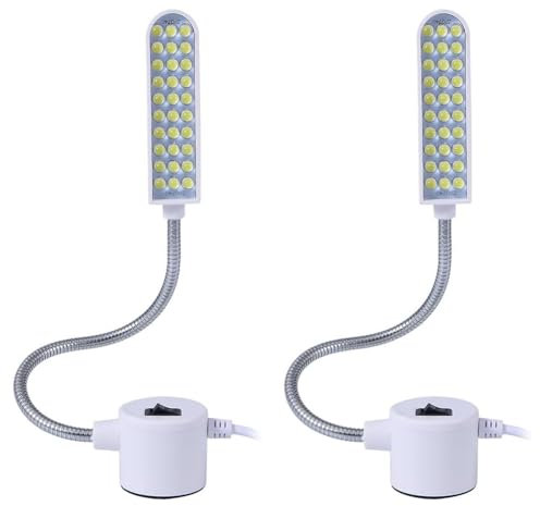 Sirxlevcy Luz LED para Máquina de Coser con Base Magnética y Cuello de Cisne Flexible, Luz de Trabajo Portátil, Paquete de 2, Enchufe Europeo