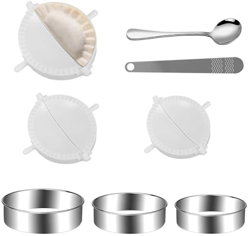 Eulihent 8 Pcs Dumpling Maker Set Meat Pie Cutters for Baking Gyoza Press Ravioli Mould Meatpie Dough Cutter for Ravioli Pastry Empanadas Home Kitchen Cooking