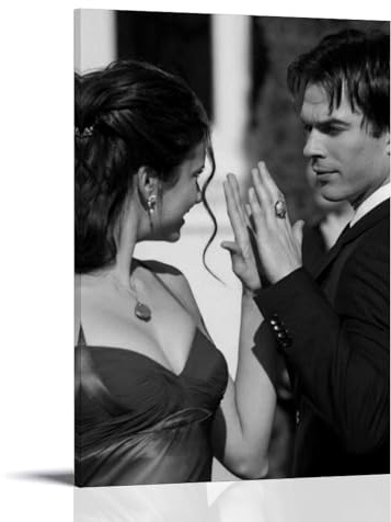 The Vampire Diaries Damon und ElenaArt Leinwanddruck von Ölgemälden, Reproduktion, moderner Leinwanddruck, Kunstwerk, abstrakte Landschaftsbilder, gedruckt auf Leinwand, Wandkunst für Zuhause, Büro